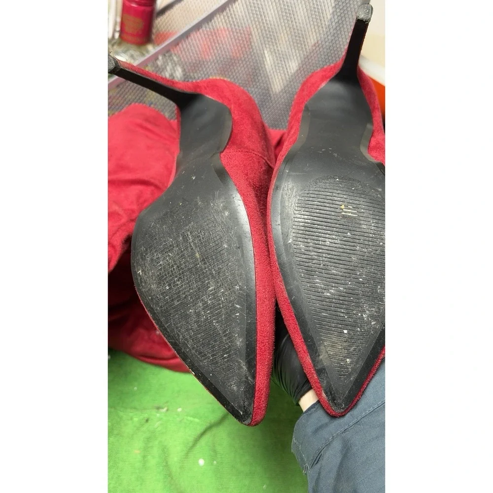 Red Over The‎ Knee Boots Nadine Size 8.5 EU 39 Stiletto Heels
